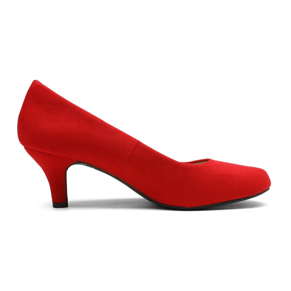 Round Toe Comfort Low Heel Pumps - RED - 1